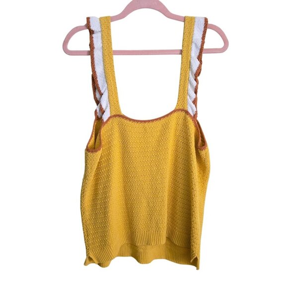 Madewell NWT Colorblock Crocheted Ruffled Strap Sweater Tank Size XL - Picture 3 of 10